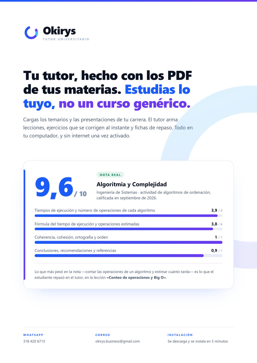 Folleto del Tutor Okirys, página 1: qué es y qué hace